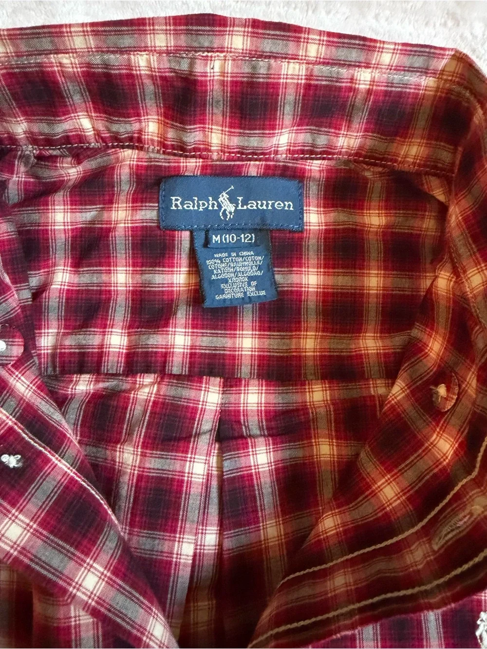 Ralph Lauren Red and Black Plaid Button-Down Shirt